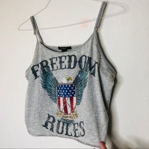 Forever 21 Large Crop Top “Freedom Rules”